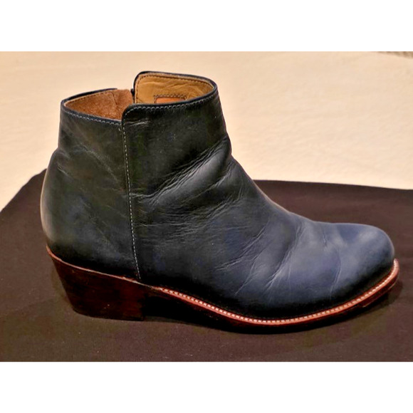 Adelante Granada Ankle Boots Women's Denim Blue Leather Side Zip Sz 9, Width C - Picture 10 of 16